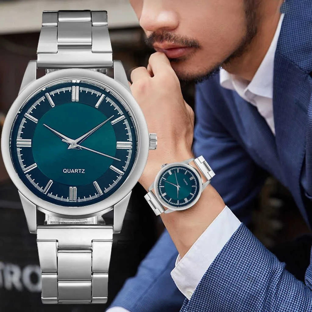 New Fashion Round Quartz Fashion Dial Casual Watch Stainless Strap Fashionable Clock Wristwatch For Men Relojes