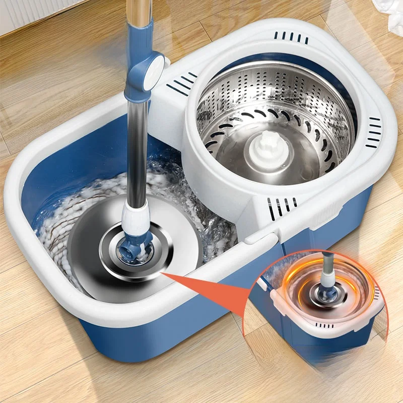 Thickened Rotating Mop Bucket Set Wet And Dry Household Cleaning Tool Handless Washing Dehydrating Mop for Floor Cleaning view 2