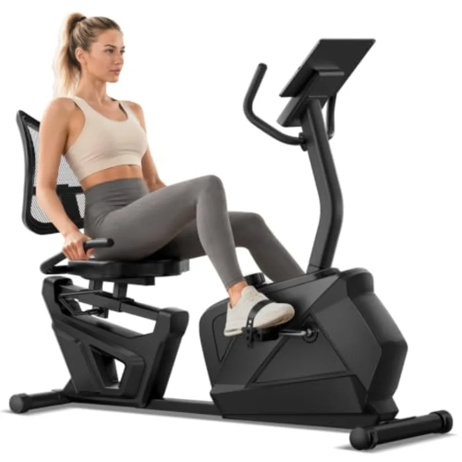 Recumbent Exercise Bike for Home Use, Steel Frame, Black, Ergonomic Design and Low-Impact Workout Support