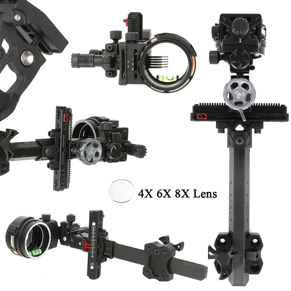 

Compound Bow Sight LH/RH CNC Sight 4/6/8x lens Carbon Rod 0.019" Fiber Optic Micro Adjustable Archery Shooting Hunting Bow Sight