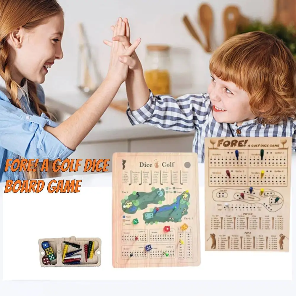 Fun Fore Golf Dice Dice Board Game Wooden Family Friends Interactive Puzzle Games Portable Table Games for Camping Kids Gifts