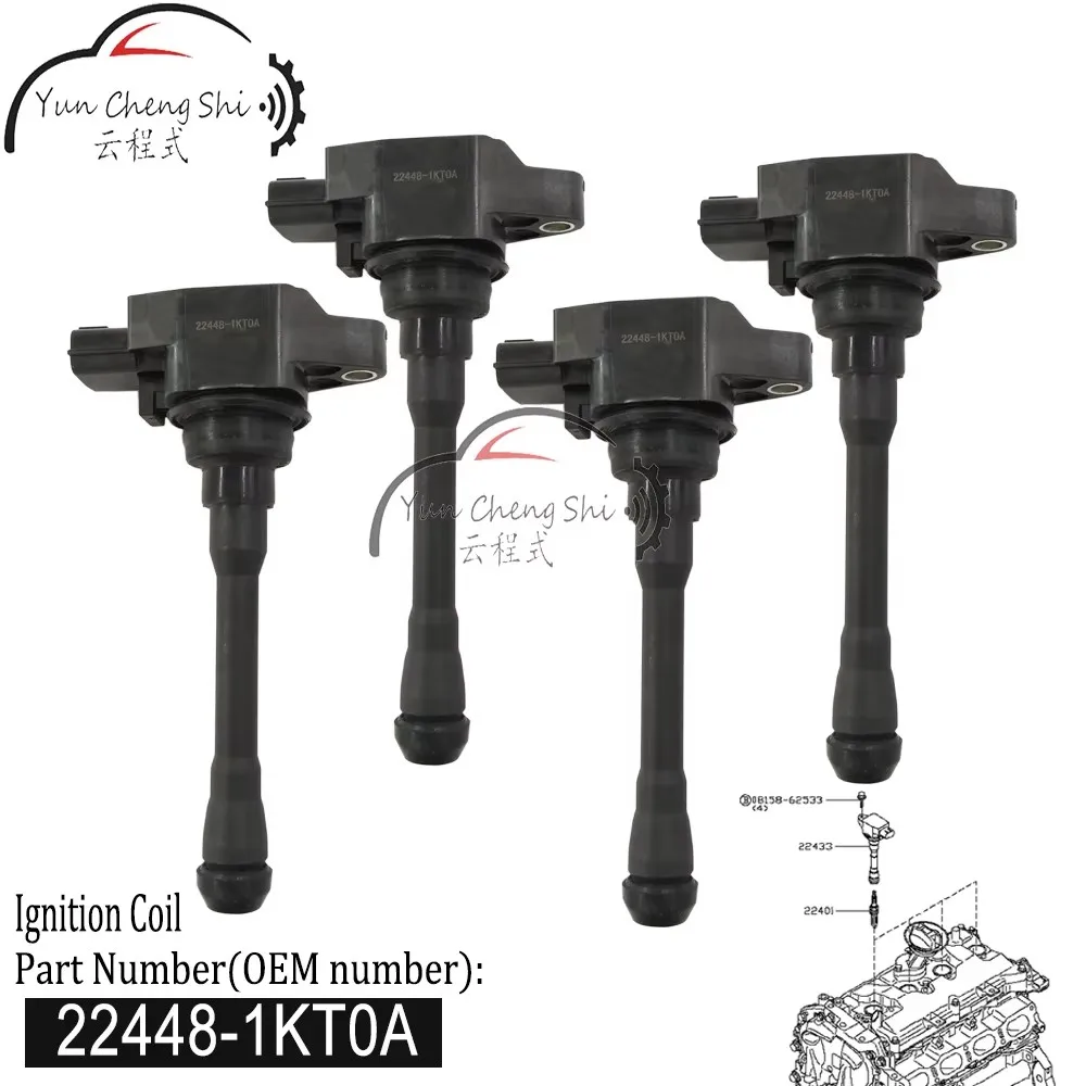 

New Engine Ignition Coil 22448-1KT0A 224481KT1A 224481KT1B 6734028 UF746 For Nissan Rogue 2.5L Sentra 1.8L Versa 1.6L
