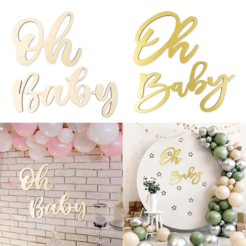 

New Oh Baby Wooden Letter String Kid Boy Girl Happy Birthday Party Decoration Baby Shower Party Wall Sign Gender Reveal Supplies