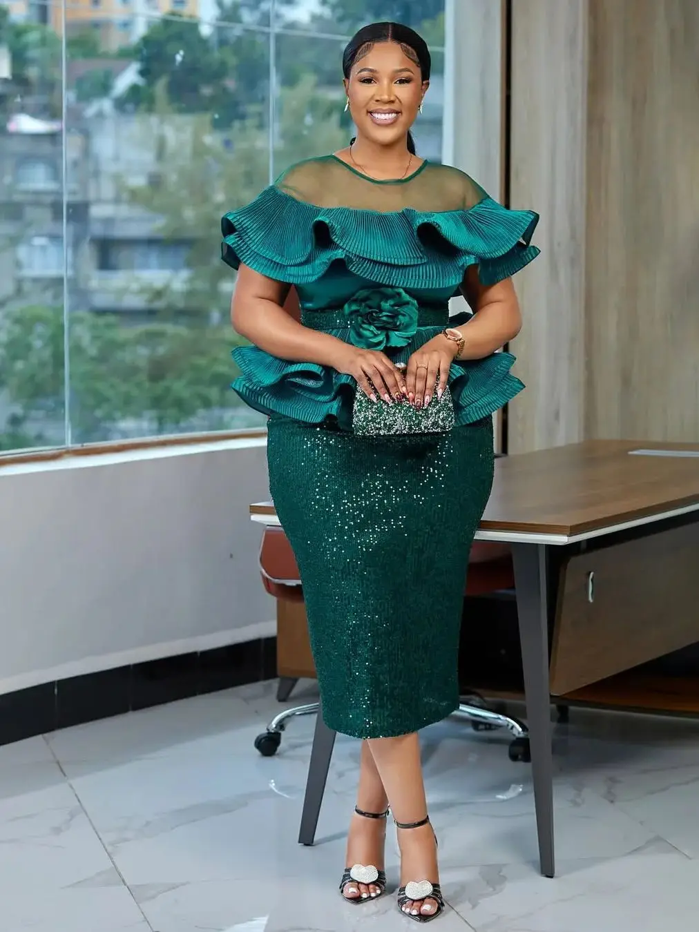 Vestidos africanos elegantes para mujer, vestido largo de fiesta de boda con volantes a la moda, vestido de noche de lentejuelas turcas de talla grande 2025