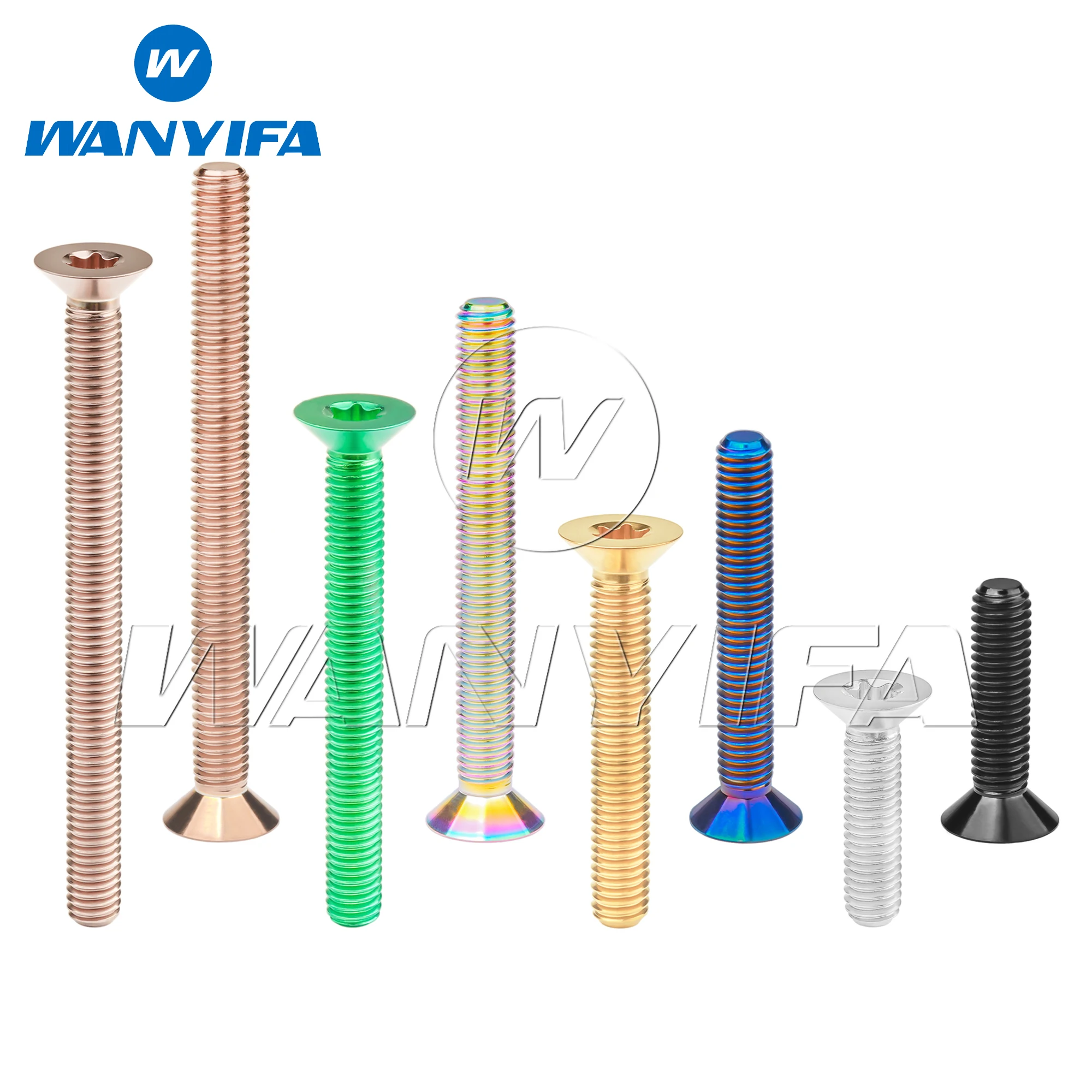 Wanyifa Titanium Bolt M6/M8x10 12 15 20 25 30 35 40 45 50 55 60 65 70mm Countersunk Torx Head with 