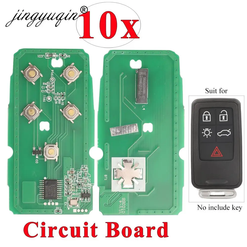 

jingyuqin 10pcs Car Key Circuit Board KR55WK49264 for Volvo XC60 S60 S60L V40 V60 S80 XC70 5 Buttons 433Mhz FSK ID46/7953 PCB