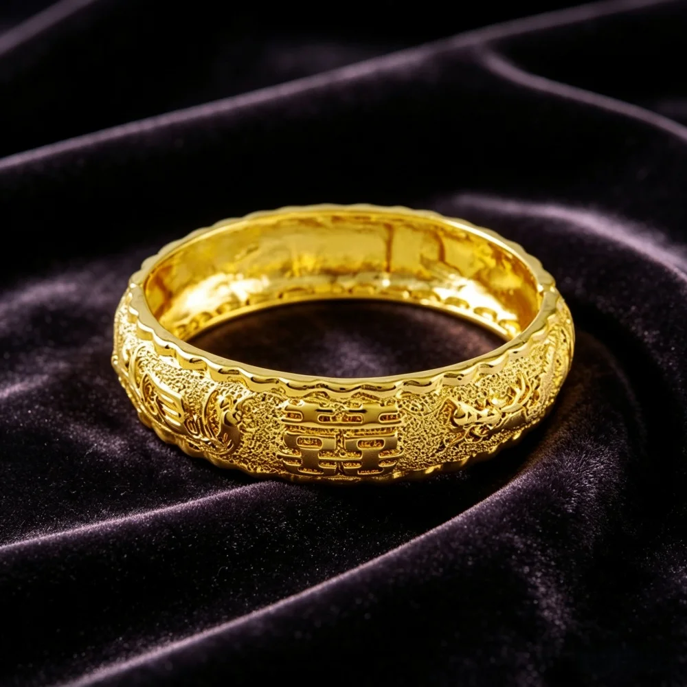 24K Real Gold Bracelet Hi Word Gold Bracelet Plating Gold for Women\'s Wedding Jewelry Gifts