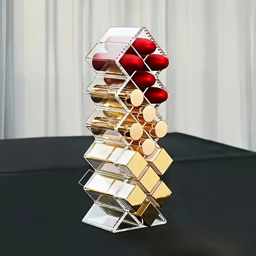 魚の形をした口紅オーガナイザー、複数の化粧品オーガナイザーを積み重ね可能、口紅16本収納可能、バレンタインデーの理想的な贈り物