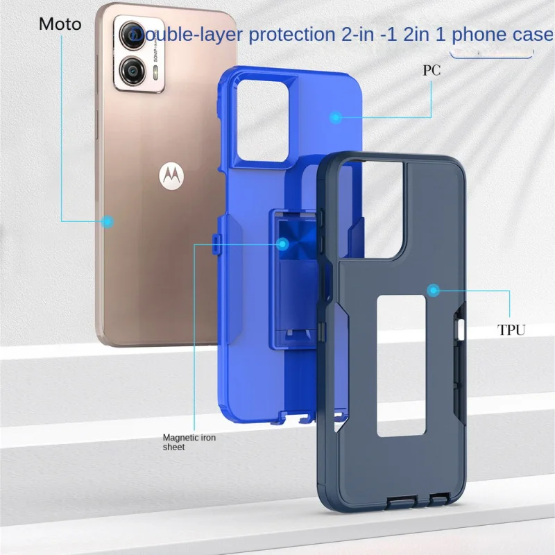 Car Magnetic Suction Invisible Stand Phone Case For iPhone 11 12 13 14 15 Pro 14 Max 12 Mini Shockproof Anti-fall Shell