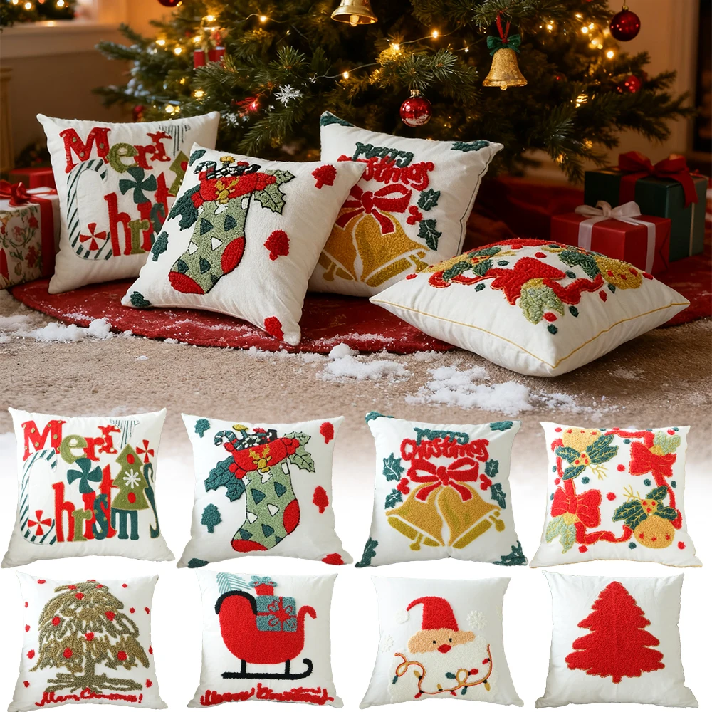 

45x45cm Merry Christmas Cushion Cover Home Decorations 2025 Christmas Ornament Pillowcase Xmas Navidad Gifts New Year Gifts 2026