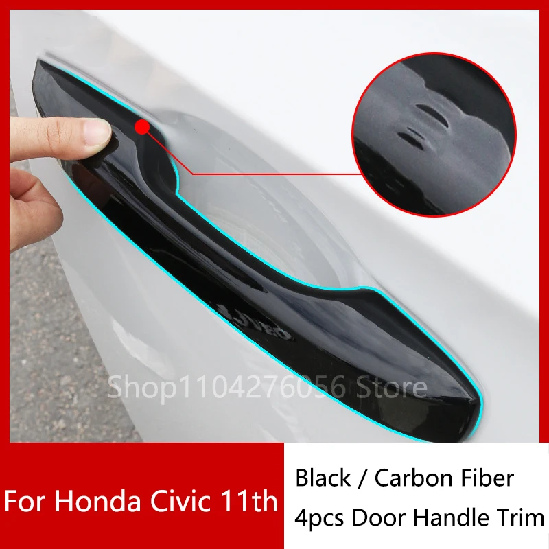 

For Honda Civic 11th 2022 2023 2024 4Pcs/set Door Handle Trim Covers Sedan Hatchback Car-Styling Exterior Parts ABS Accessories