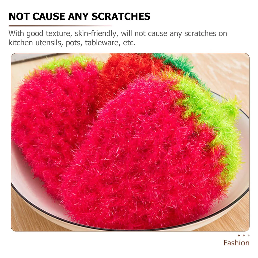 

3pcs Dish Towels Thick Polyester Kitchen Cleaning Scrubbers Strawberry Print for Drying Bowls Pots TablewareColor