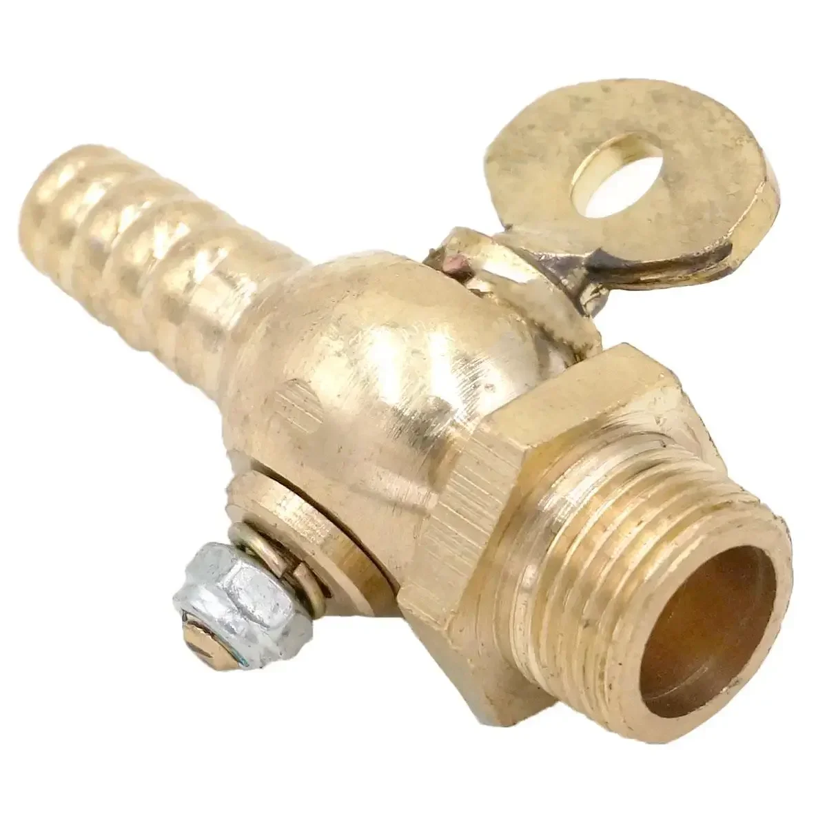 

1/4" 3/8" 1/2" BSPP Male-Fit Hose I.D 10mm Barbed Brass Drain Petcock Handle Shut Off Valve 8 Bar