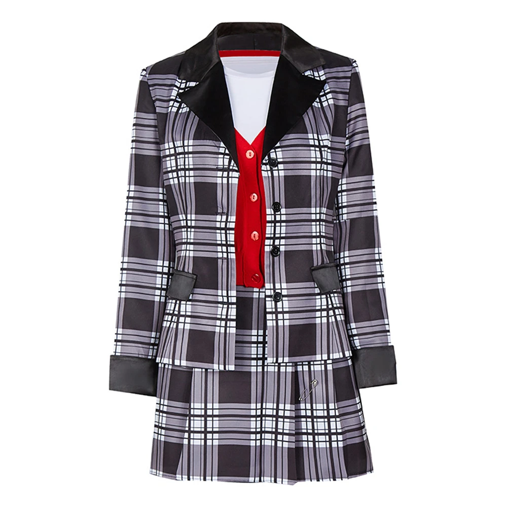 

Movie Cher Horowitz Dion Dress Suit School Uniform College Jacket Skirt Woman Outfits Halloween Cosplay Costume