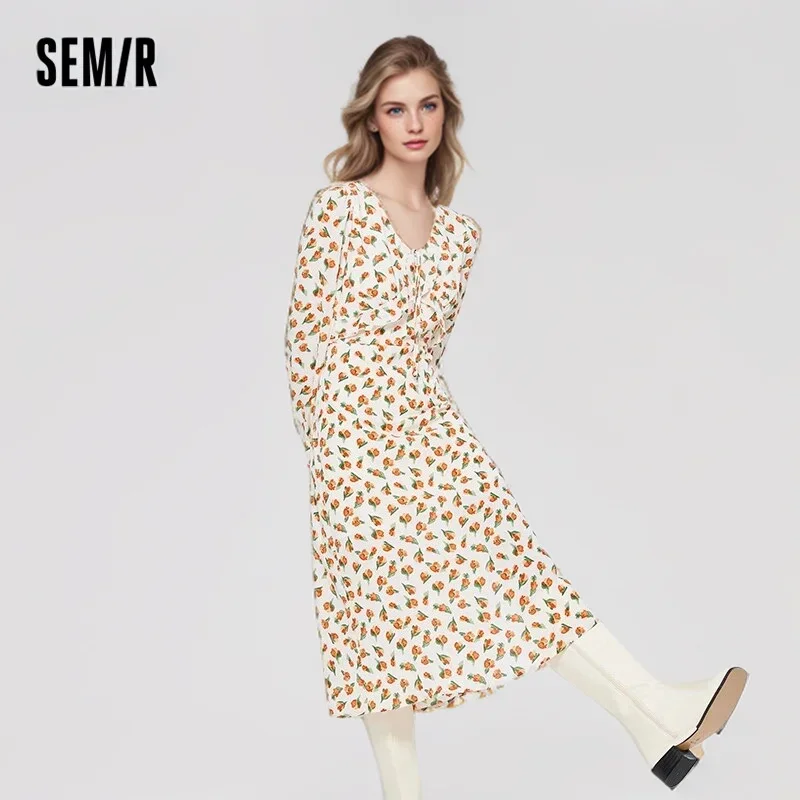 Semir Dress Women Design 2024 Spring Summer New Style Flower Soft Dresses Pure Sexy Style for Women