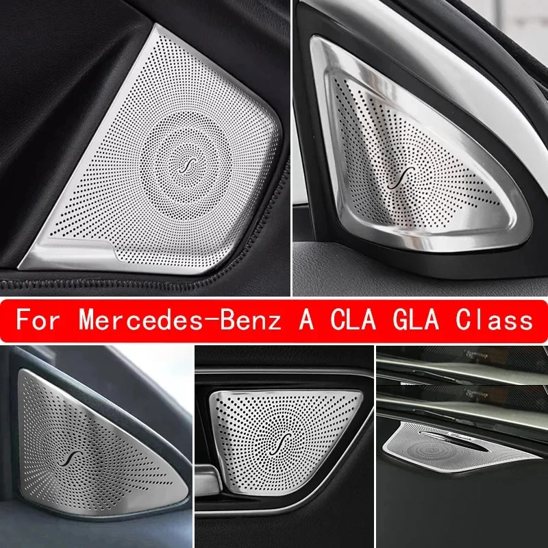 For Mercedes-Benz A CLA GLA Class W176 X156 C117 Steel Car Door Speakers Stereo Decorate Cover Speaker Trim Cover