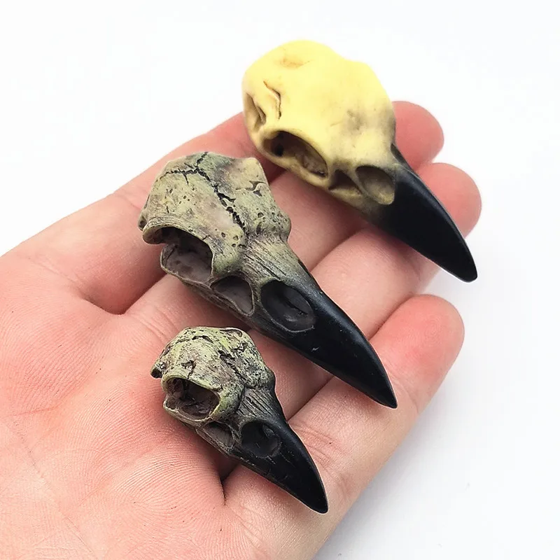 1Pcs 3Styles 3D Crow Skull Men's Necklace Pendant Magpie Gothic Halloween Gift Bird Skull Handcrafted Jewelry Accessories
