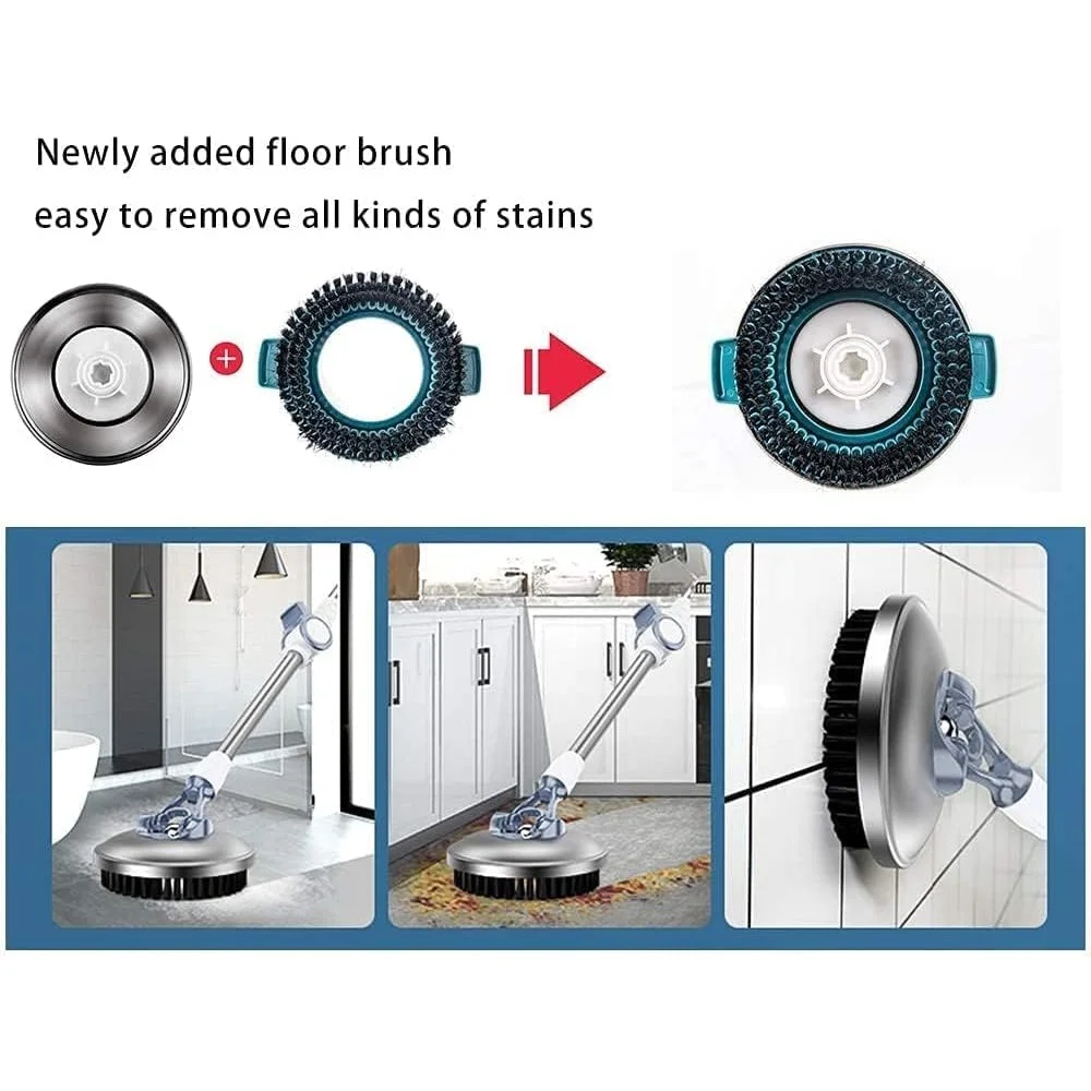 Deluxe 360 Spin Mop Bucket System with 6 Microfiber Replacement Heads 62in Adjusted Handle Durable Stainless Steel Design Easy