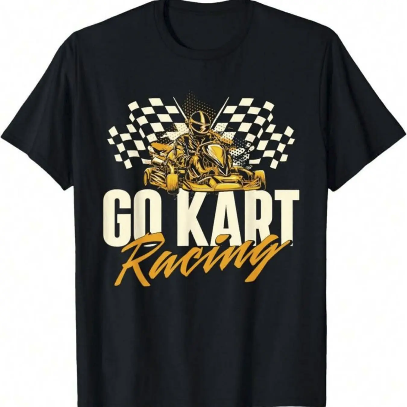 

Men's Retro Kart Race Pattern T-Shirt - 100% Cotton Moisture Wicking Loose Short Sleeves