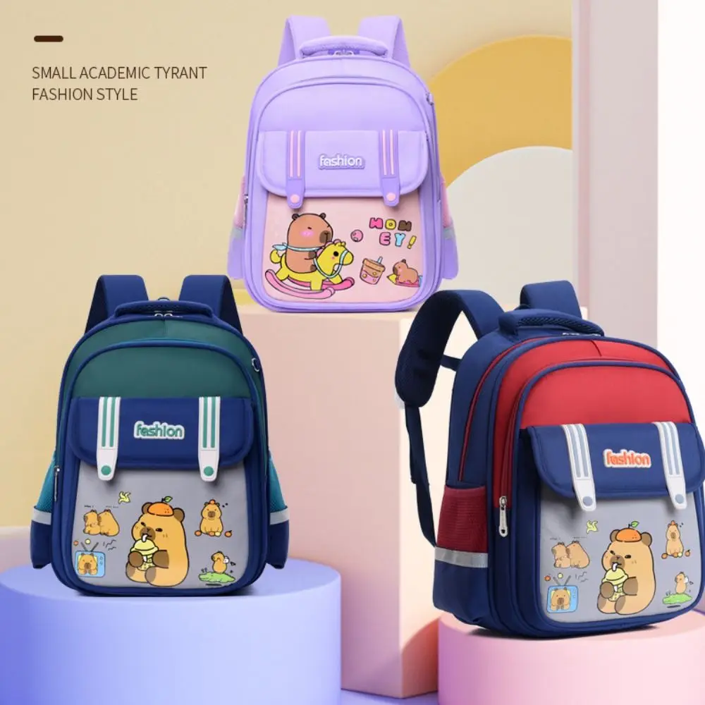 Cute Cartoon Capybara Backpack Large Capacity Light-weight Capybara Schoolbag Waterproof Alleviate Burden Backpack Students
