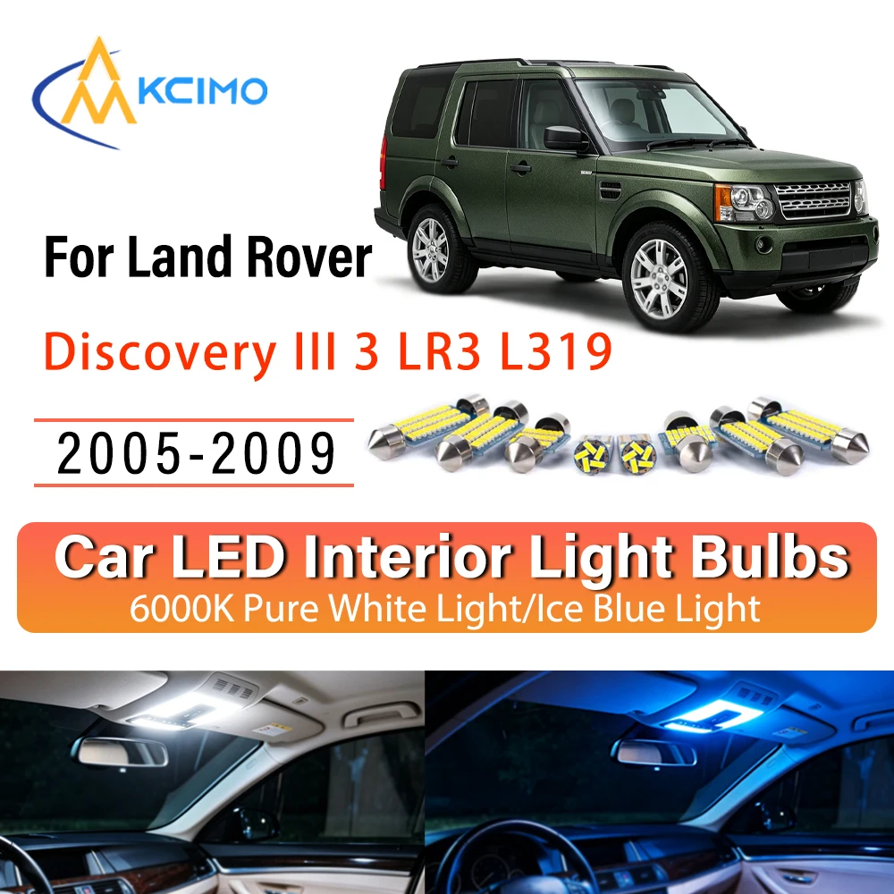 

Premium Easy Install LED Interior Lights For Land Rover Discovery III 3 LR3 L319 2005-2009 Lights Kit, Blue Light,White Light