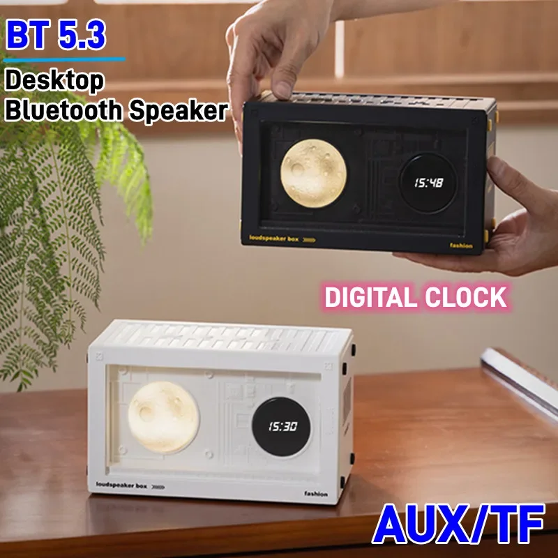 Wireless Planet Bluetooth Speaker with Bedhead Clock Trendy Bluetooth 5.3Atmosphere Light Gift Small Music Player Caxia De Som