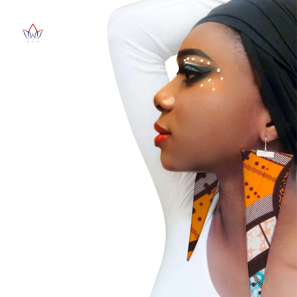 Trendy Afrikaanse Stof Oorbellen Handgemaakte Oorbellen Voor Vrouwen Party Gift Afrikaanse Print Ankara Grote Oversized Oorbellen WYB279