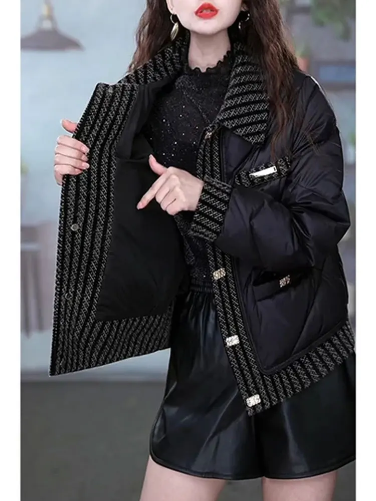 

Ele Doll Collar down Cotton Jaet Women's Autumn Winter New Sle Youthful Versatile Warm Cotton Coat Outerwear