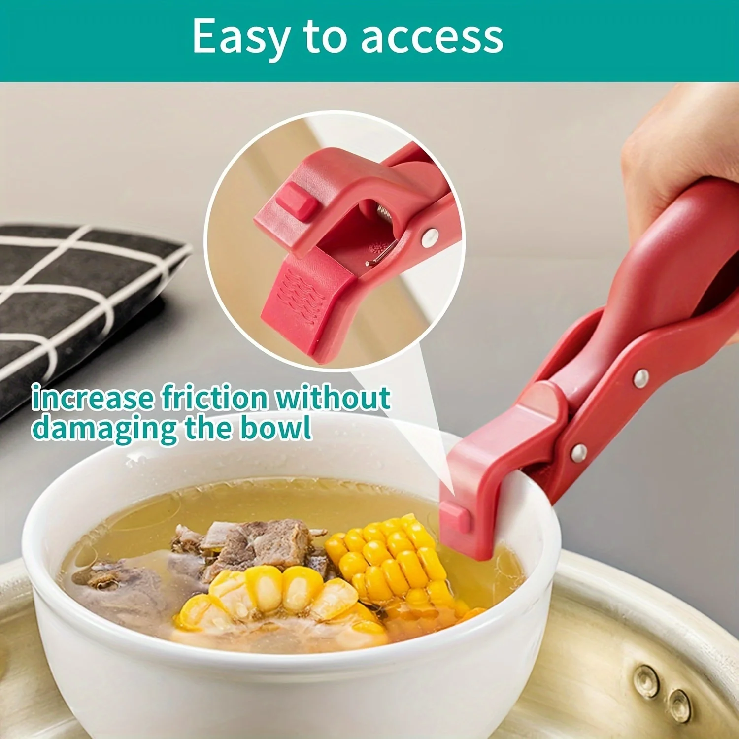 Heat-Resistant Oven Mitts - Non-Slip Kitchen Grippers for Hot Plates, Bowls, and Pots - Safe Handling for Stove, Oven, and Grill - Red/Teal - Ideal for Home and Outdoor Cooking, Stove Protection Tool, Ergonomic Handle Design, Silicone Non-Slip Pads