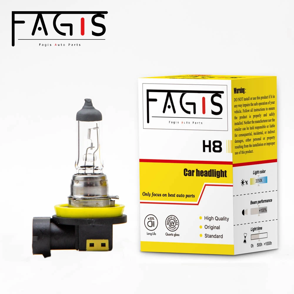 

Fagis 1 Pcs H8 12V 35W 3350k Warm White Car Fog Lamps Auto Lights Headlights Halogen Bulbs