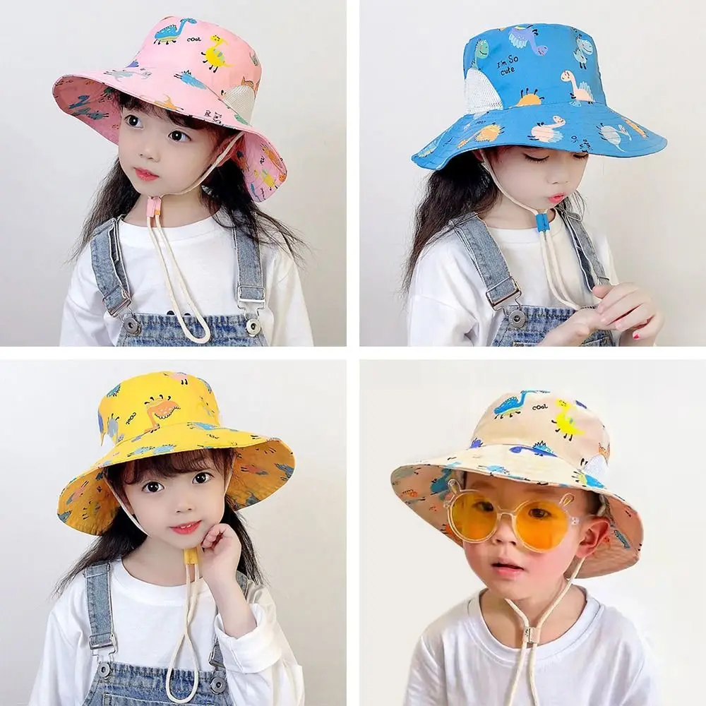 Summer Beach Cap Adjustable Sun Hat Wide Brim Cap UV Protection Children Bucket Hats