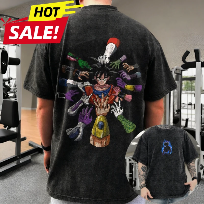 

Son Goku Super Saiyan Gym Vintage Harajuku аниме Dragon Ball мужская летняя футболка свободная женская уличная повседневная футболка с коротким рукавом