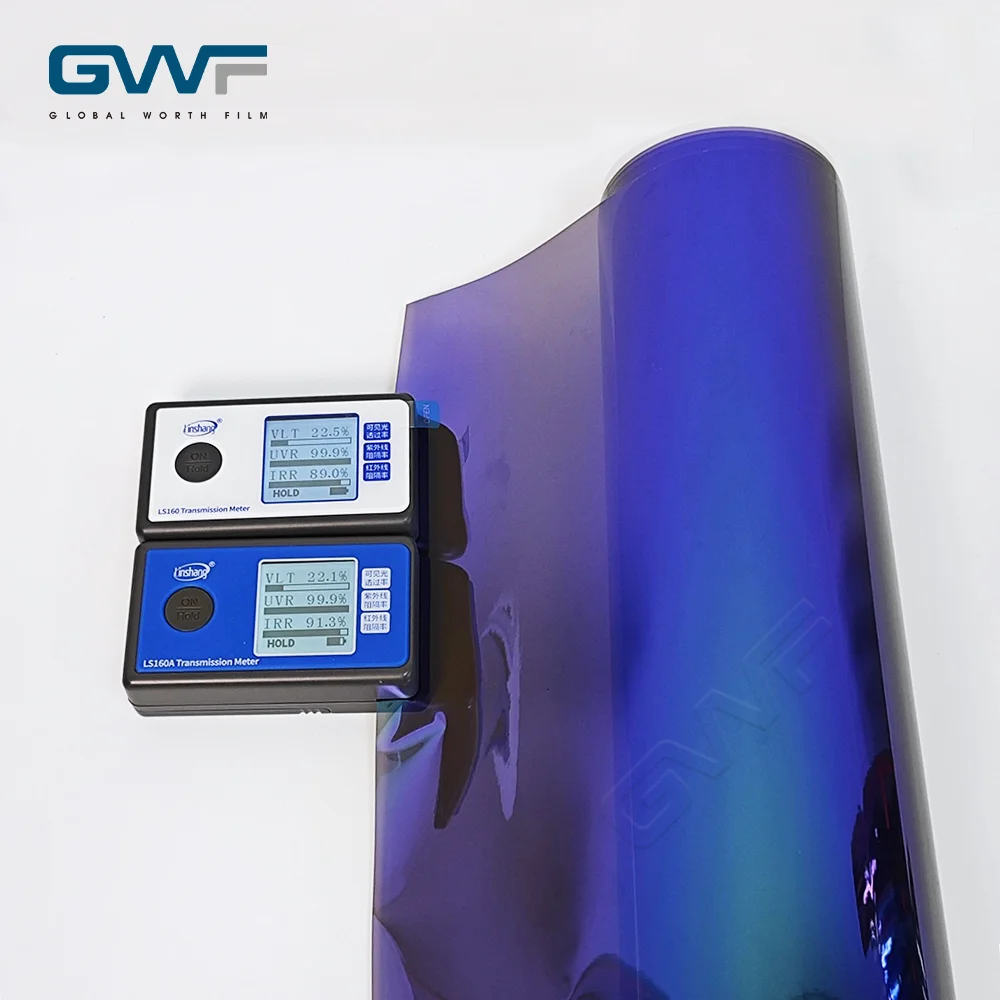 

ATV High Quality 29% VLT Blue High-Tech Coating Chameleon Car Window Tint Film Roll For Car Front Windscreen