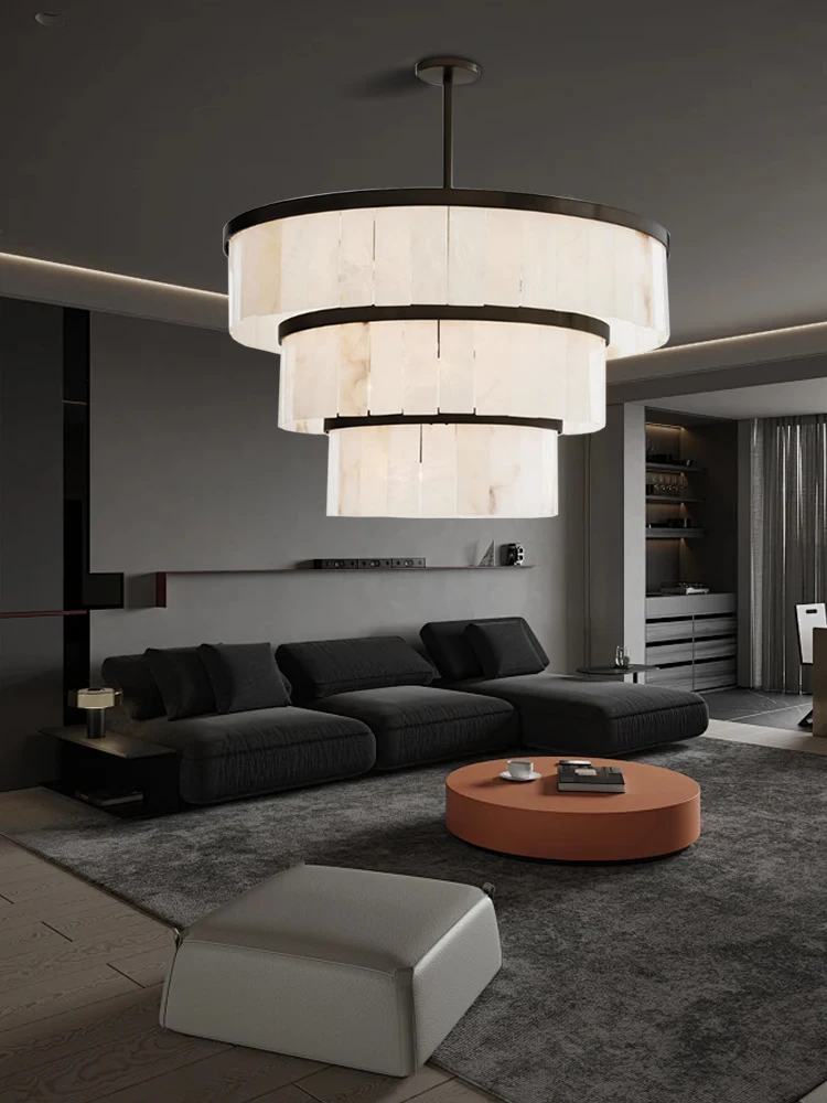 Modern Marble Pendant Light Luxury Stone Chandelier for Dining Room Dimmable LED Hanging Lamp Home Decor Ceiling Light Fixture