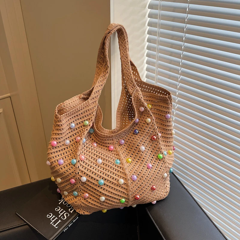 

Большие вместительные тканевые сумки на плечо в цветной горошек без молнии, мягкие весенние сумки 2025, новые модные однотонные женские сумки для путешествий