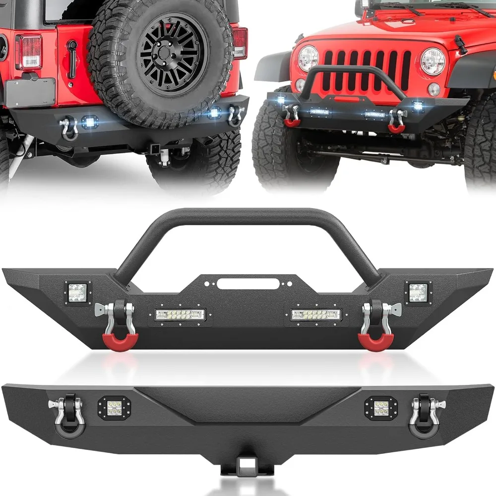

Передние и задние бамперы для бездорожья Wrangler JK JKU, совместимые с Jeep Wrangler JK JKU 2007-2018 гг., Unlimited 2/4 двери с бампером