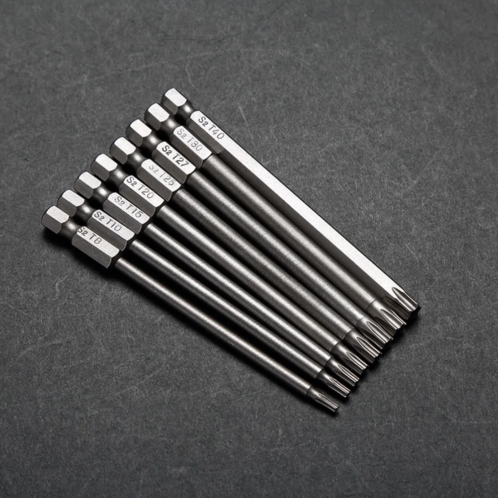 

8 Pcs S2 Steel 1/4 100mm Length Drive Bits Set -T40 Hexagon Security Electric Screwdriver Bits Head