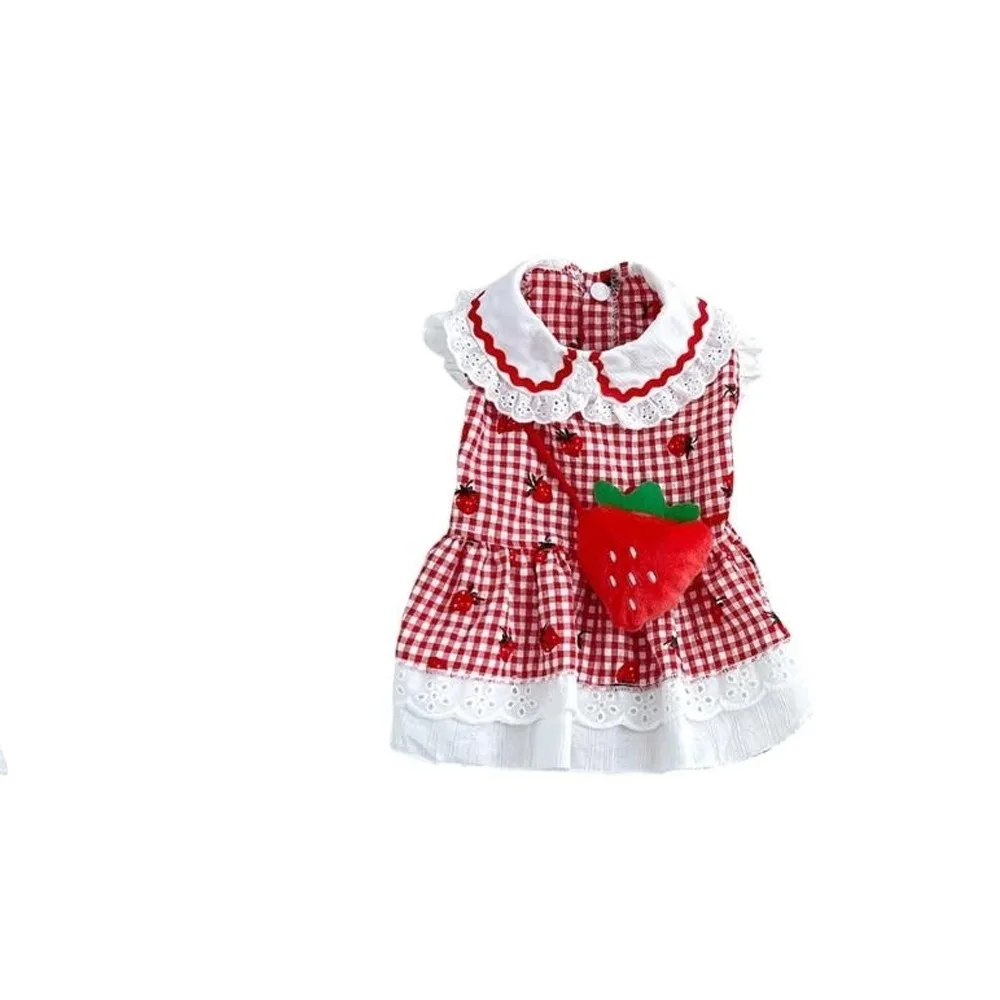 

Fashion Cute Pet Strawberry Dress Soft Breathable Dog Vest Thin Design Cat Skirt Autumn