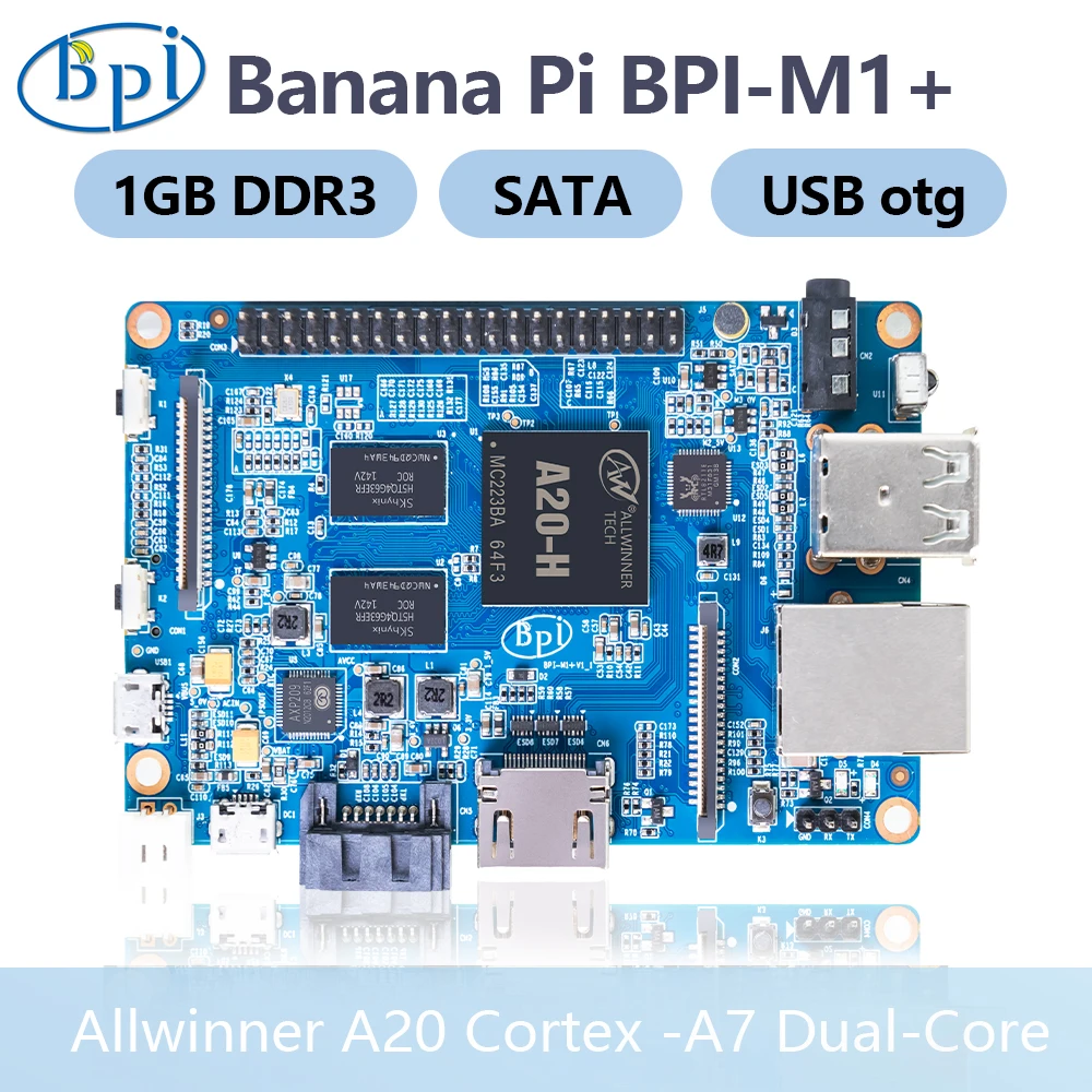 

Banana Pi BPI-M1+ Allwinner A20 Dual-core 1 GB DDR3 Support Wifi SATA IR DSI Run Android 4.4 Lubuntu Open Suse Debian Raspbian