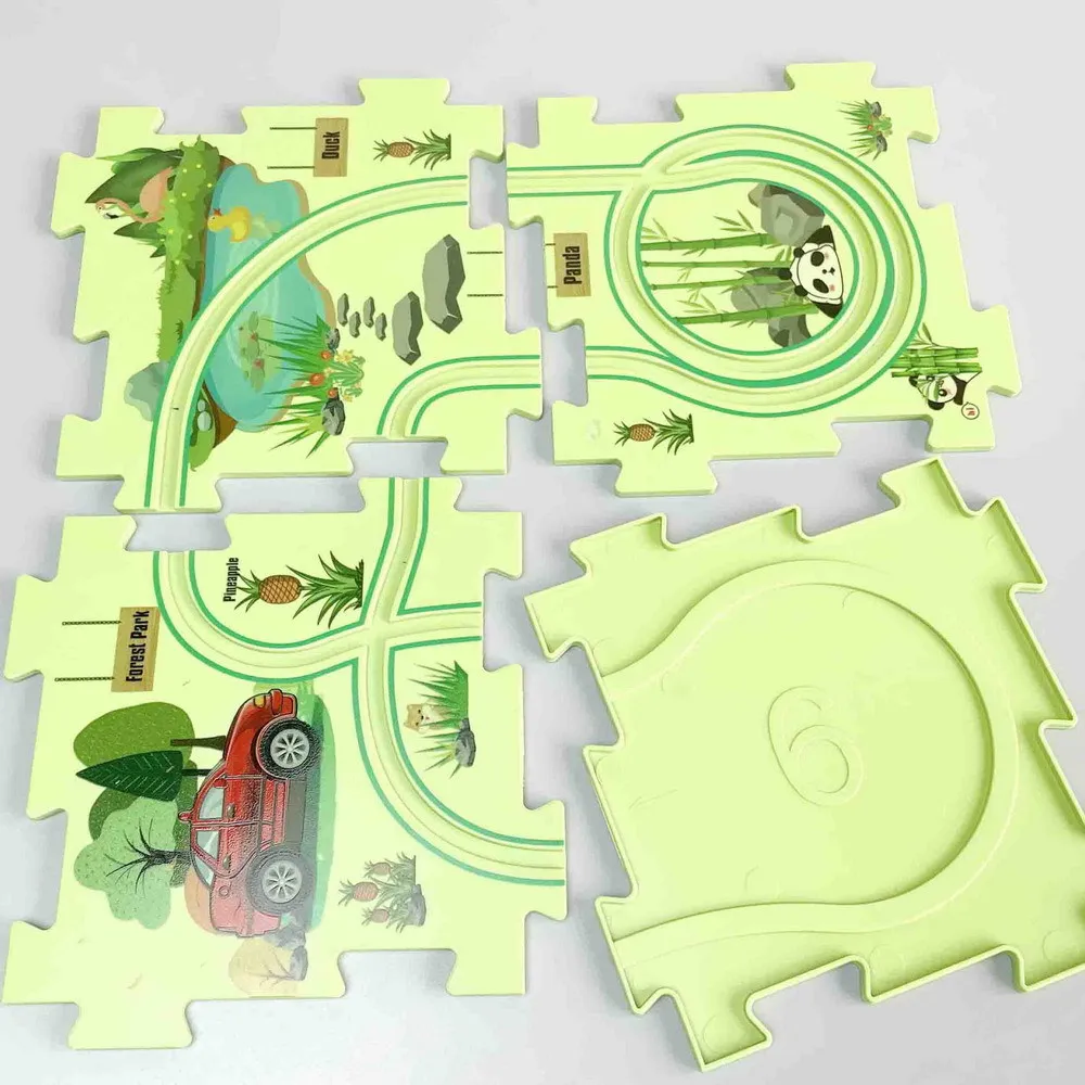 

Электромобиль, собранный лесной парк, сцена, детская головоломка, трек, автомобиль, головоломка, креативные игрушки, подарочная коробка, упаковка B017