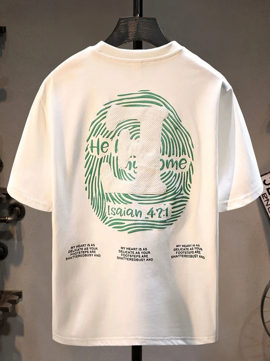 

Trendy Youth Summer Printed T-irt Men's Loose Comfortable Sli oulder-Down f Sve American Casual fiti ort ...