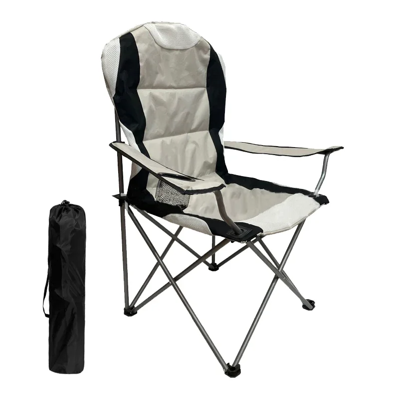Portable Folding Camping Chair Cushioned Armrest Storage Bag For Outdoor Travel Beach Moon Fishing Bedroom Dining Kitchen U