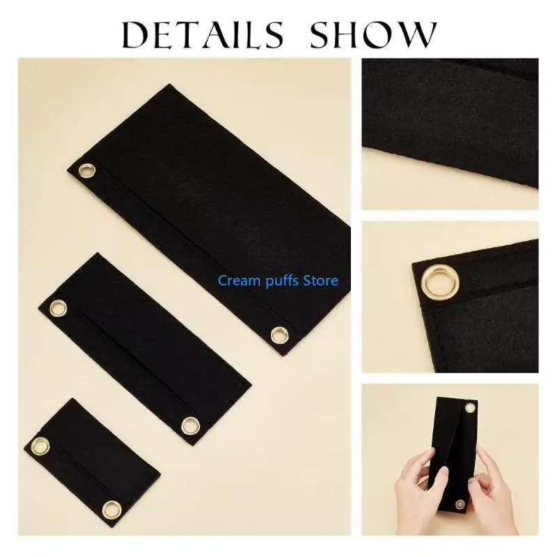 50LE 3 Sizes Felt Purse Insert for Pochette Wallet,Envelope Bag Insert with Eyelet Inner Pocket NO Chain