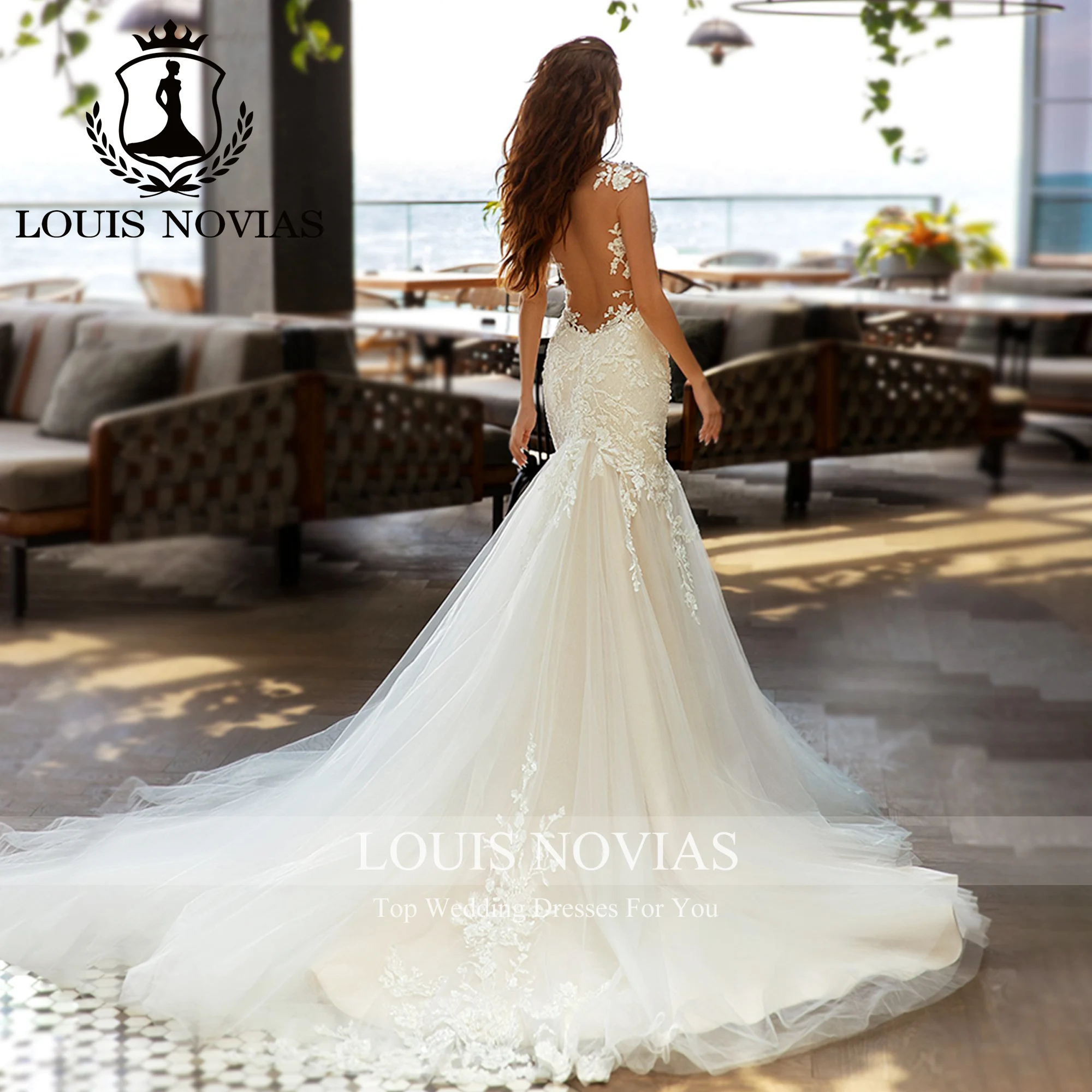 LOUIS NOVIAS Mermaid Wedding Dress Sweetheart Spaghetti Straps Appliques Sequined Exquisite Wedding Gown Vestidos De Novia