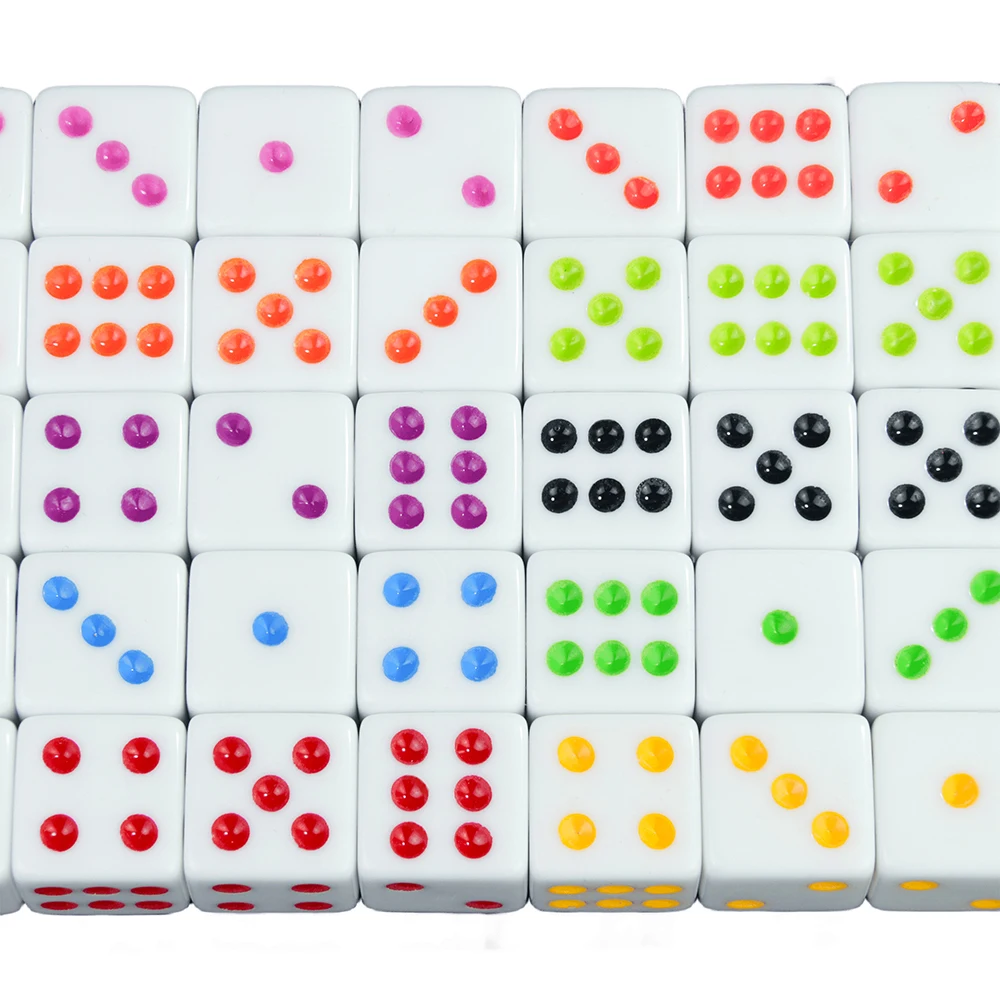 D6 الأبيض لعبة النرد 10 قطعة 16 مللي متر الترفيه الاكريليك أداة القمار النرد