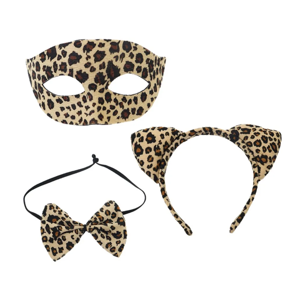 

3Pcs/Set Leopard Catgirl Costume Accessories Creative Sexy Half Face Mask Halloween Decoration Mysterious Eye Mask