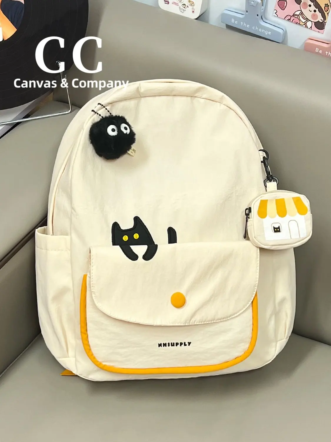 

CC Canvas & Company Backpack Cute Embroidered Cat Large Capacity 2025 New Lightweight Commute For Middle High & College Students