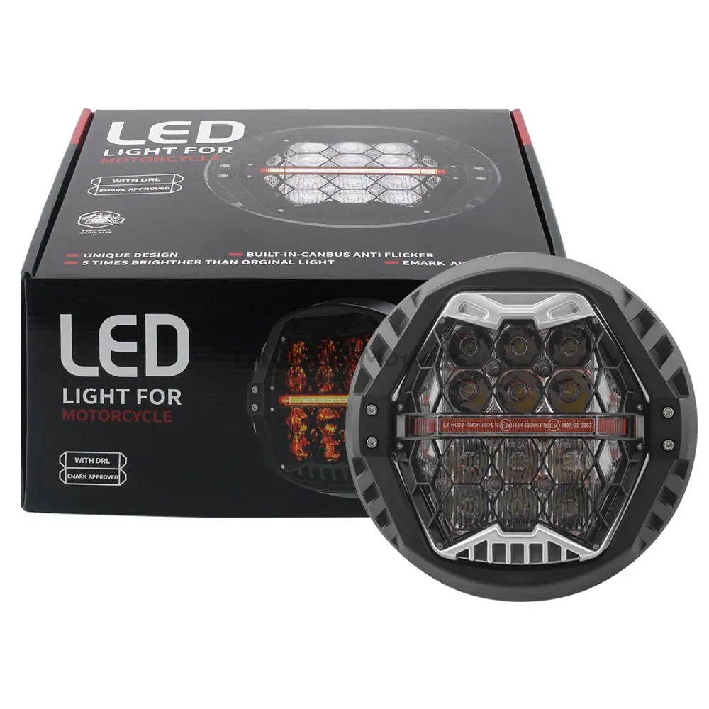 

7inch LED Headlight Motorcycle Hi/Lo Beam Headlamp Amber DRL Light For Harley Touring FLD Road King Street Glide Softail Fat Boy