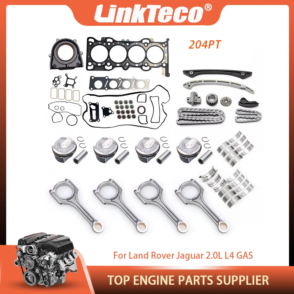 

Engine Part Full Gasket Set Piston Bearing & Timing Chain Kit Con Rod Fit 204PT 2.0 L4 Gas For 2012-2019 Land Rover Jaguar 2.0L