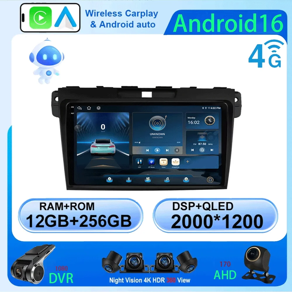 

LJZN Car Radio Android 16 2 DIN Radio Multimedia Player Autoradio For Mazda Cx-7 cx7 2008-2015 Carplay GPS Stereo Head Unit DVD